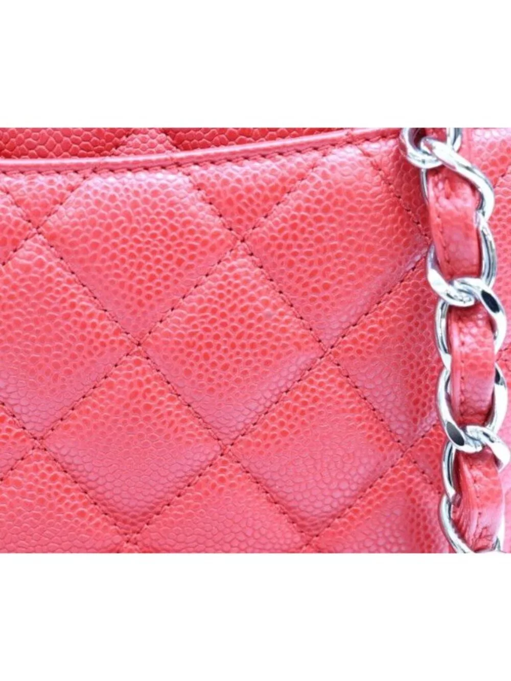 Chanel Red Caviar Silver Grand Shopping Tote GST